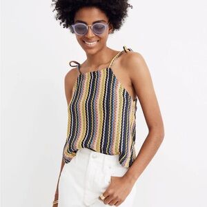 Madewell Texture & Thread Tie-Shoulder Tank Top in Rainbow Crochet